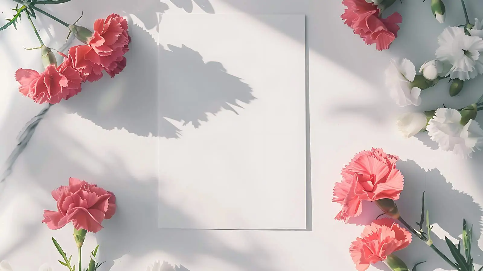 Carnation Flowers on Blank Paper Card Sheets – free event styling image from Dotvec