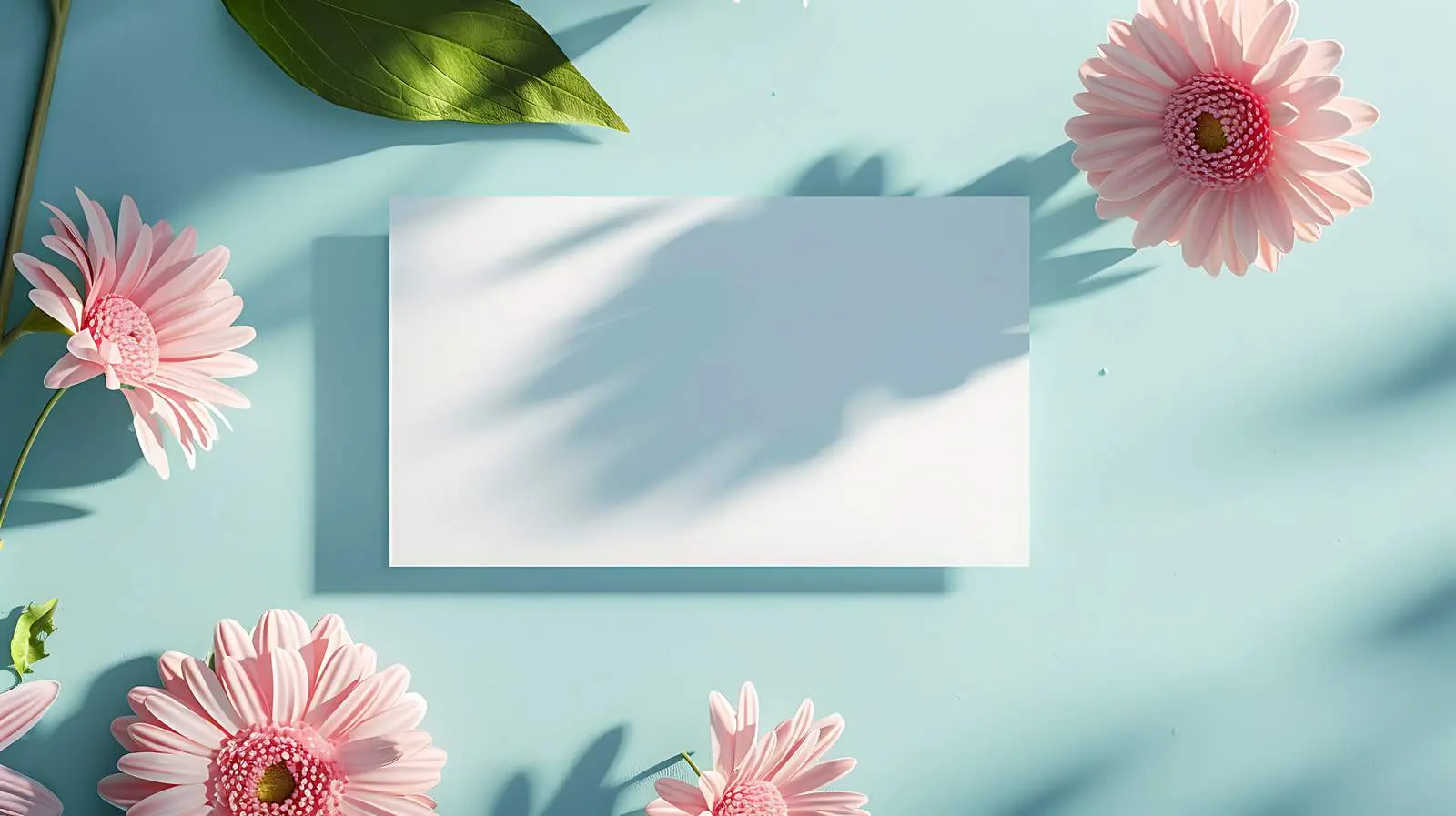 Blank Card Sheets on Pink Gerber Flowers — free download from Dotvec