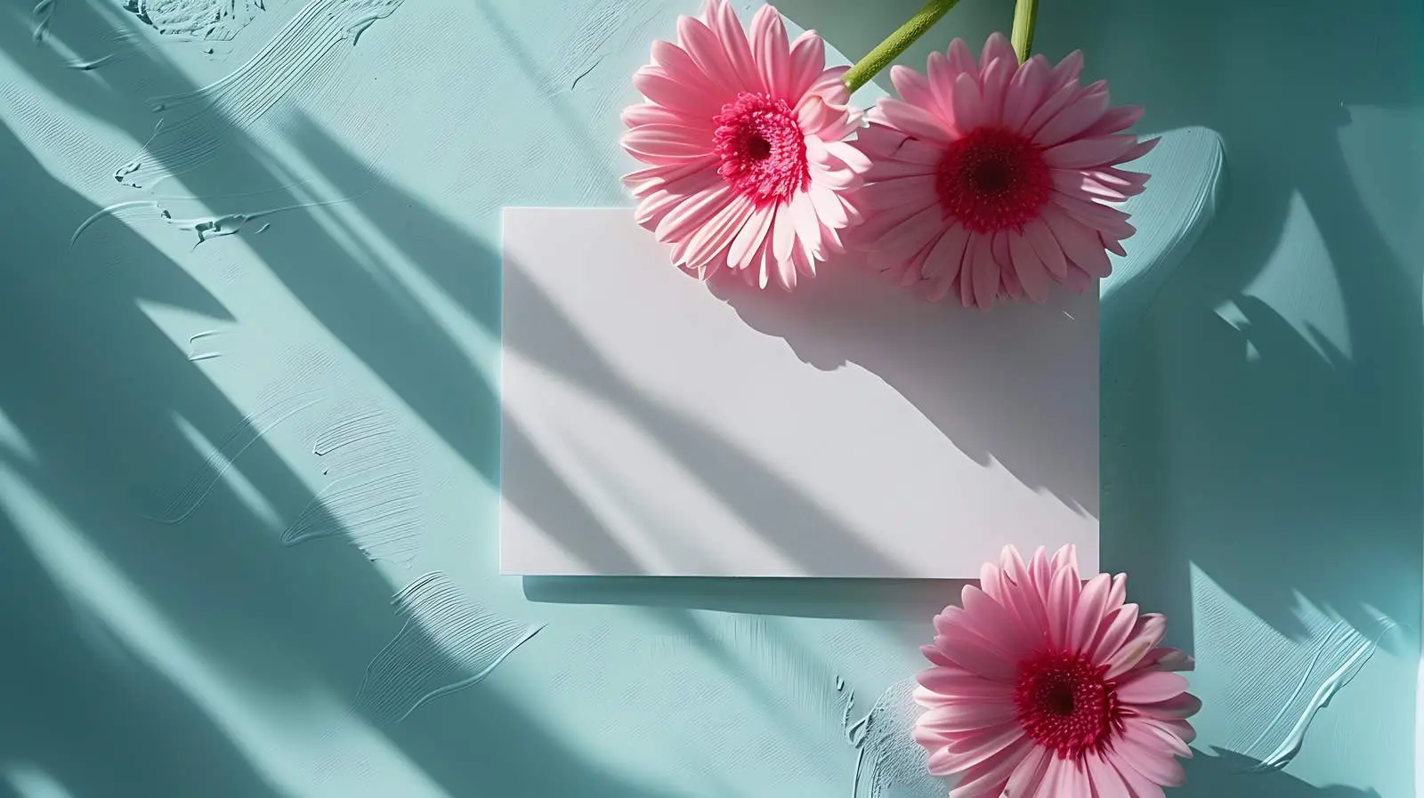 Blank Card Sheets on Pink Gerber Flowers – free photographic print image from Dotvec