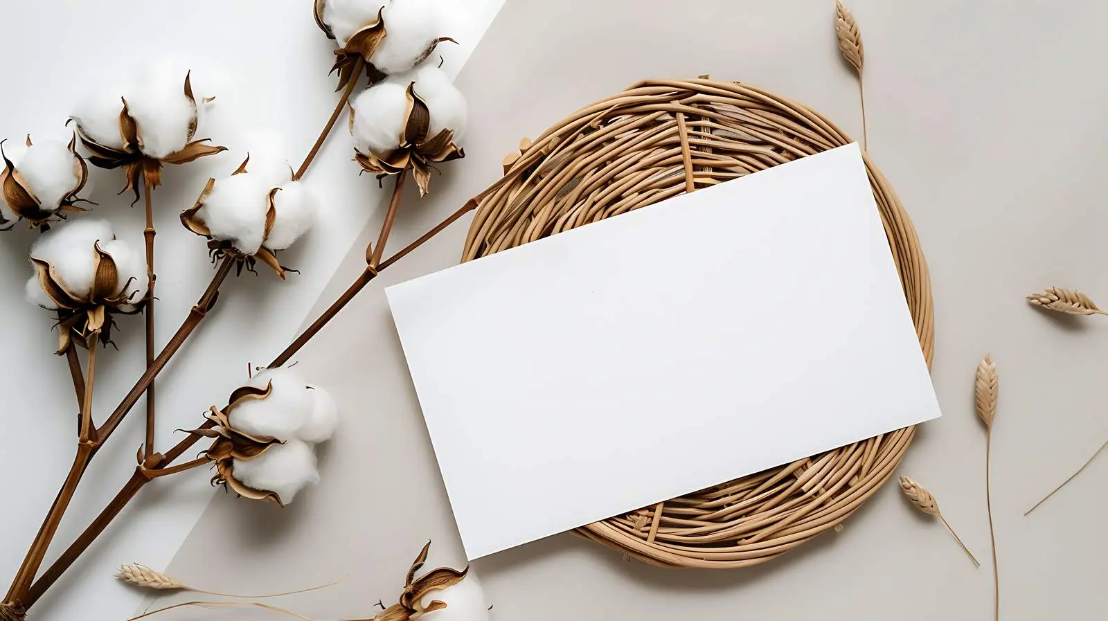 Blank Card with Cotton Branch and Copy Space – free communications image from Dotvec