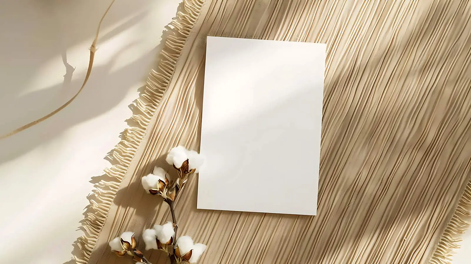 Blank Paper Card with Cotton Branch Decor — free download from Dotvec