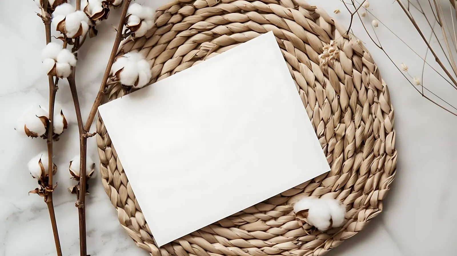 Blank Card with Cotton Branch and Copy Space — free download from Dotvec