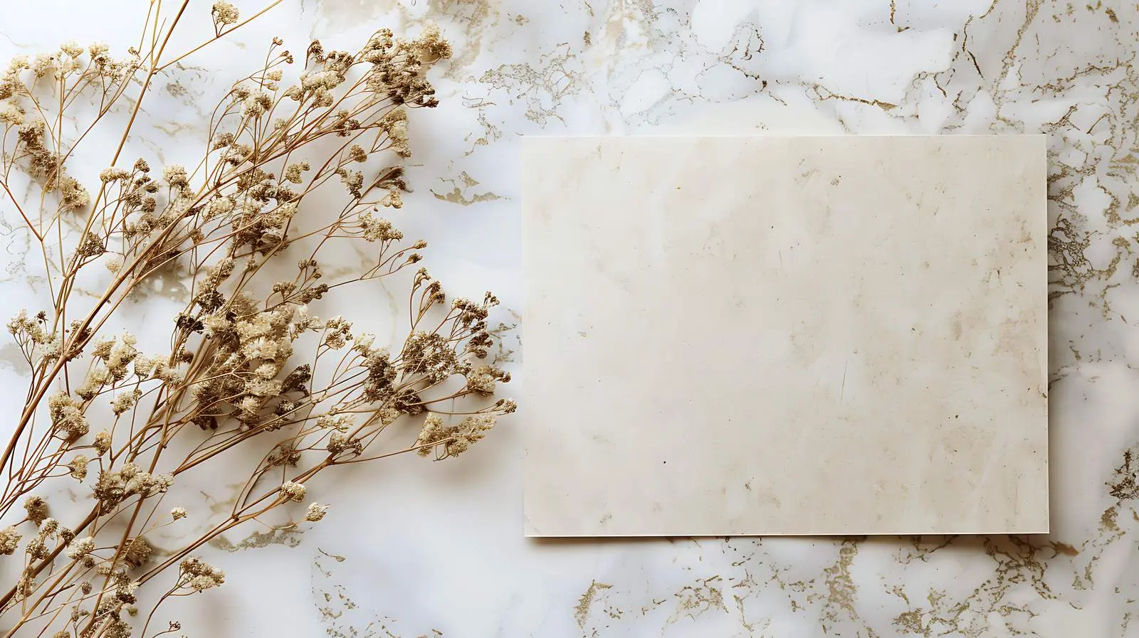 Blank Paper Card with Dried Flower Decoration — free download from Dotvec