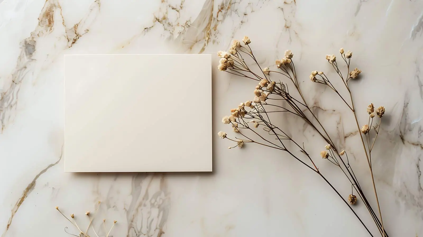 Blank Paper Card with Dried Flower Accent — free download from Dotvec