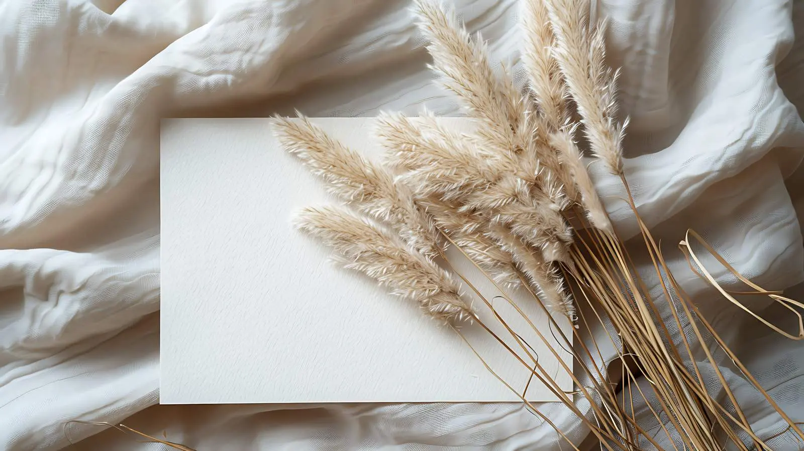 Blank Card with Dried Pampas Grass Decoration – free dried pampas grass image from Dotvec