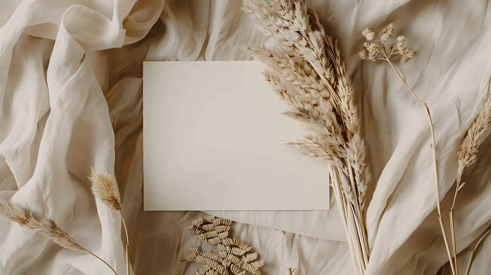 Blank Card with Dried Pampas Grass Accent — free download from Dotvec