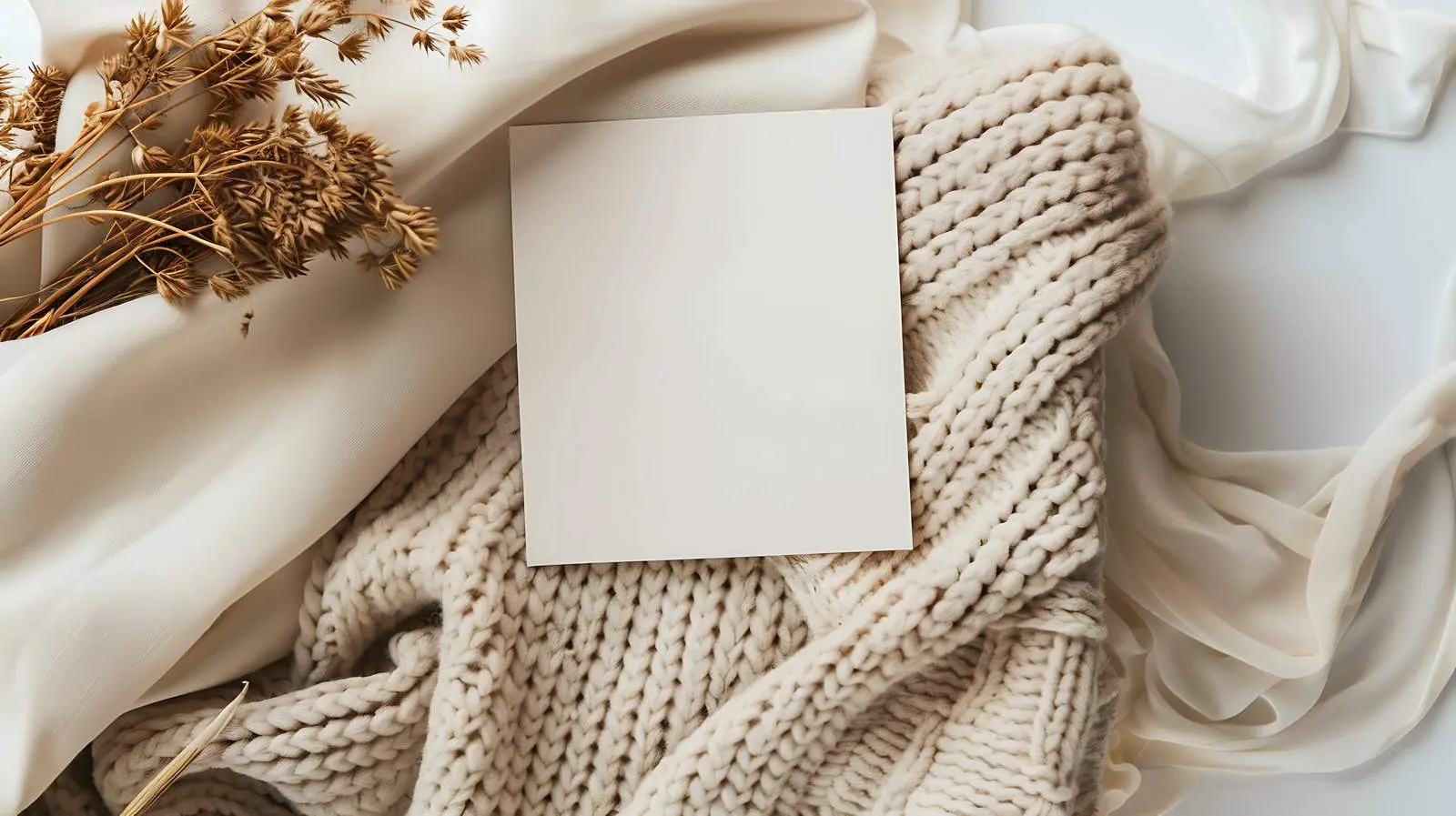 Blank Card on Sofa with Cozy Blanket — free download from Dotvec