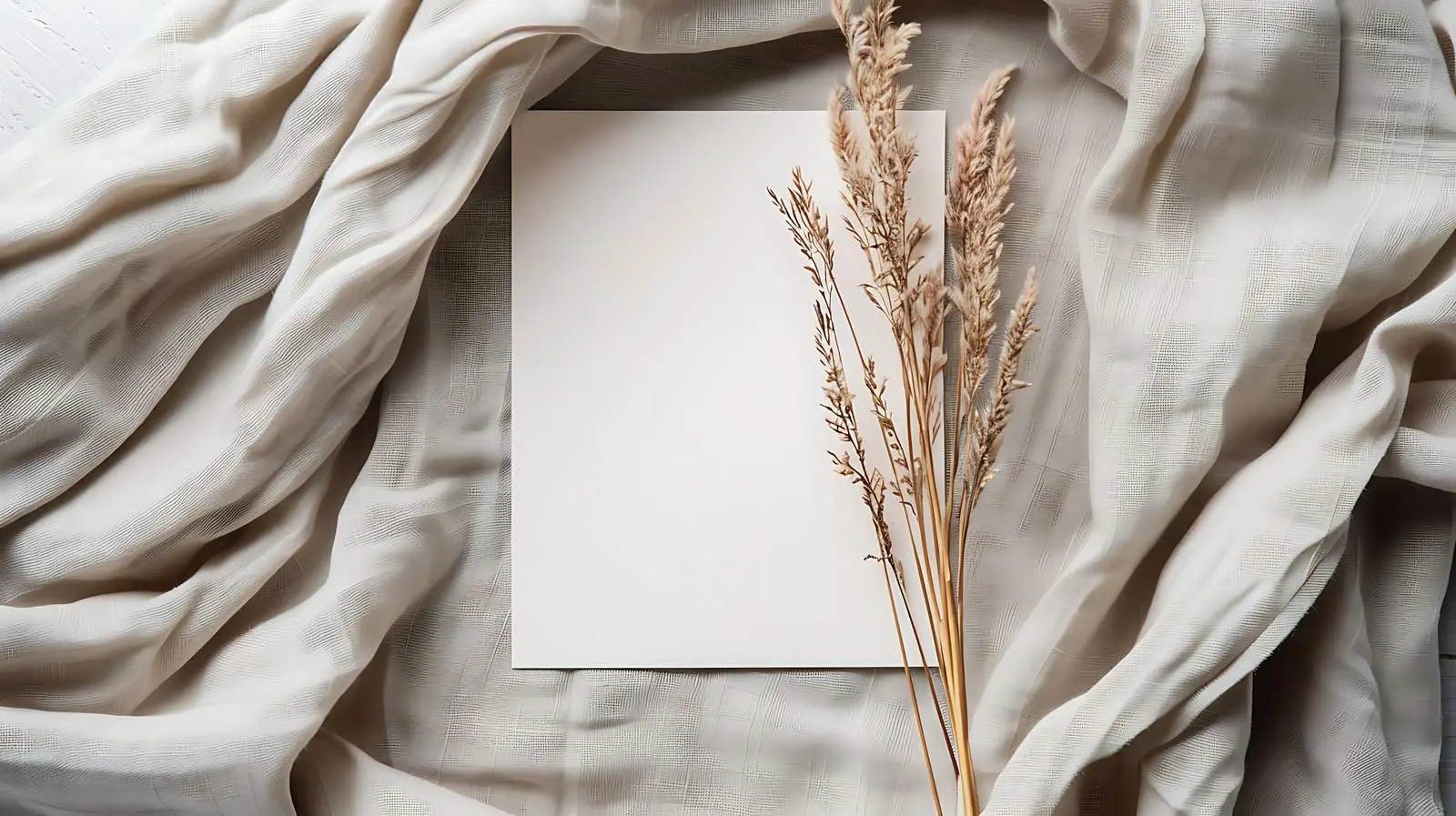 Elegant Blank Paper Card with Dried Grass – free natural design image from Dotvec