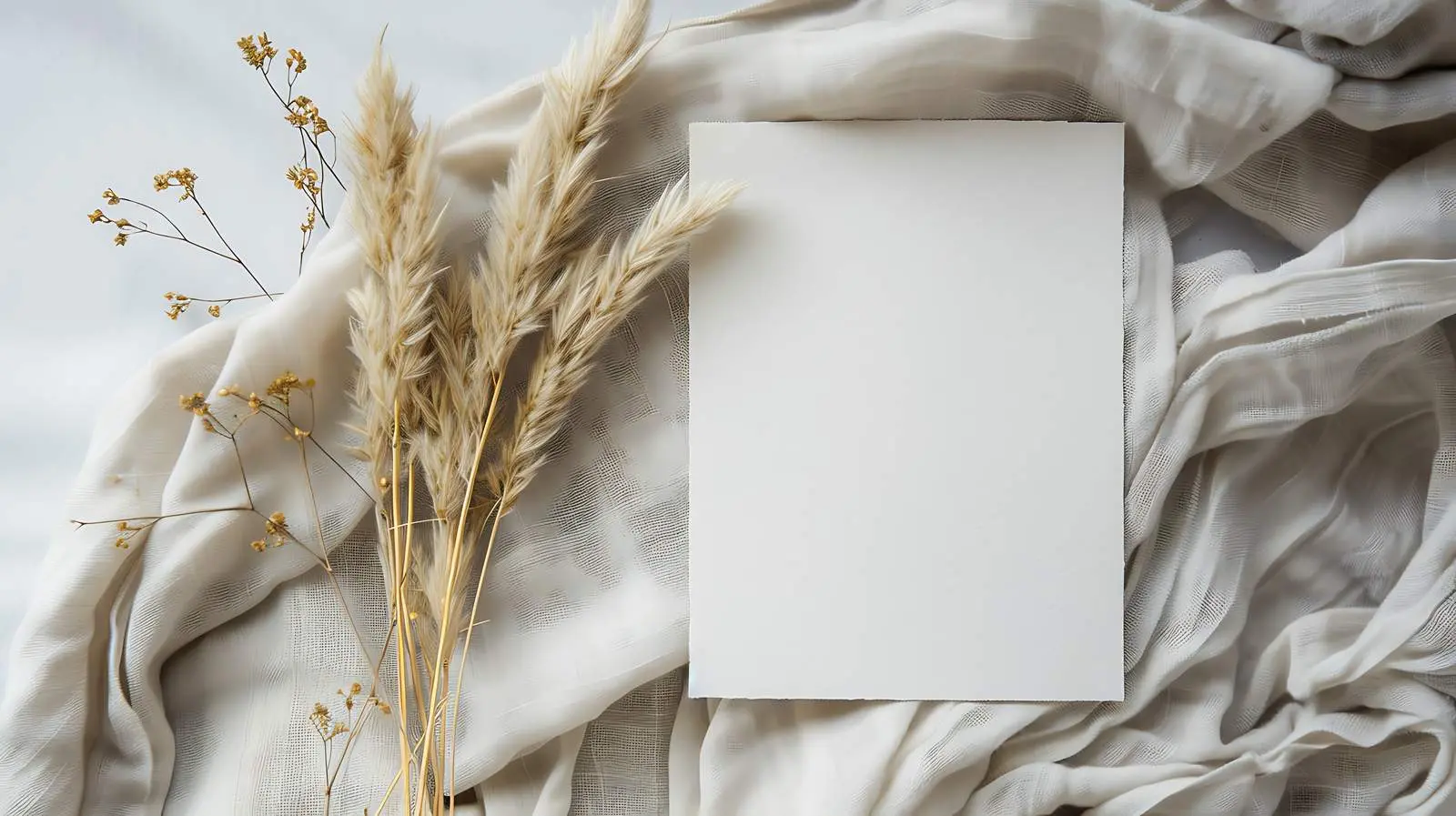 Elegant Mockup of Blank Paper Card with Dried Grass — free download from Dotvec