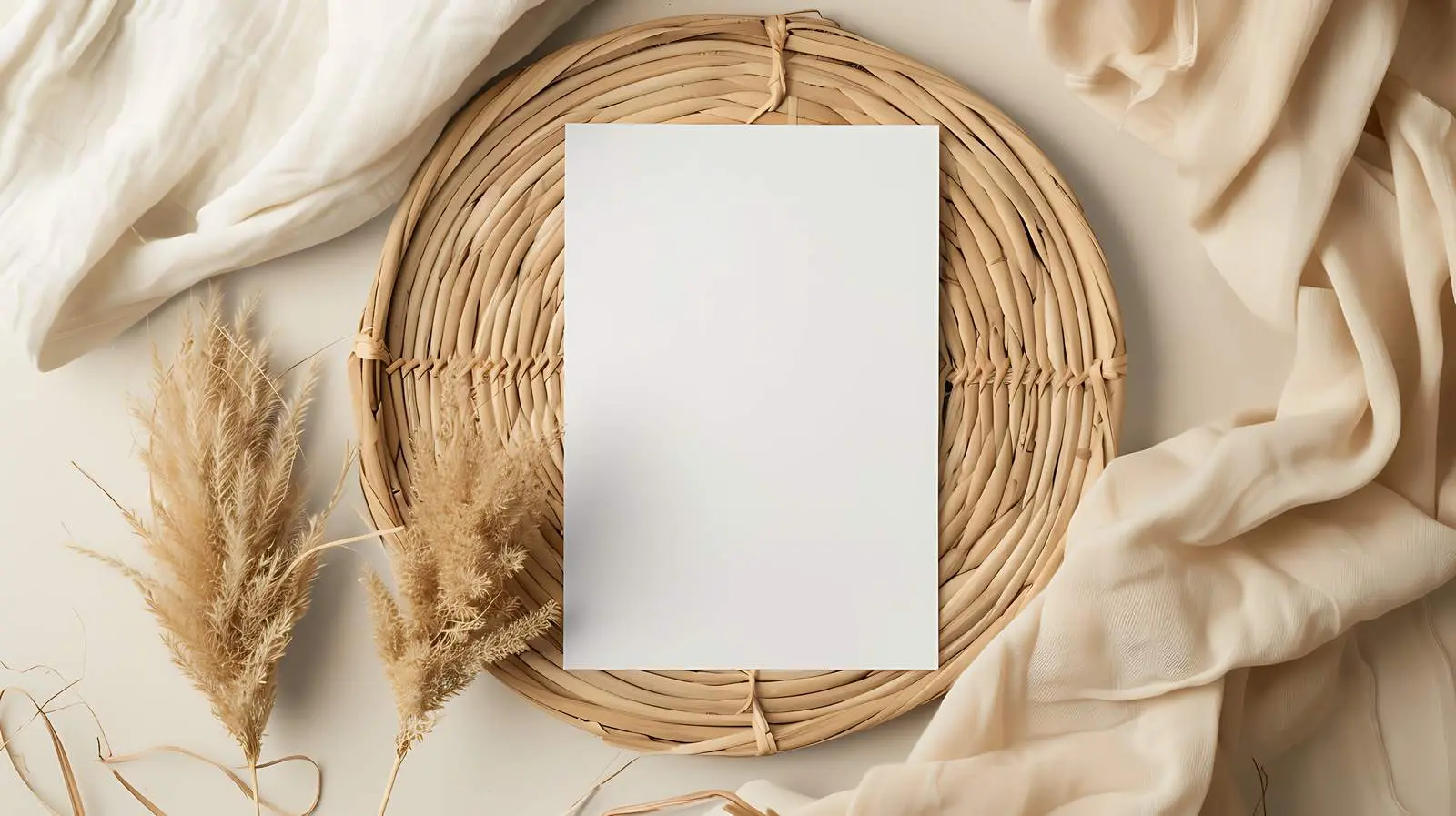 Elegant Blank Card Mockup with Dried Grass — free download from Dotvec