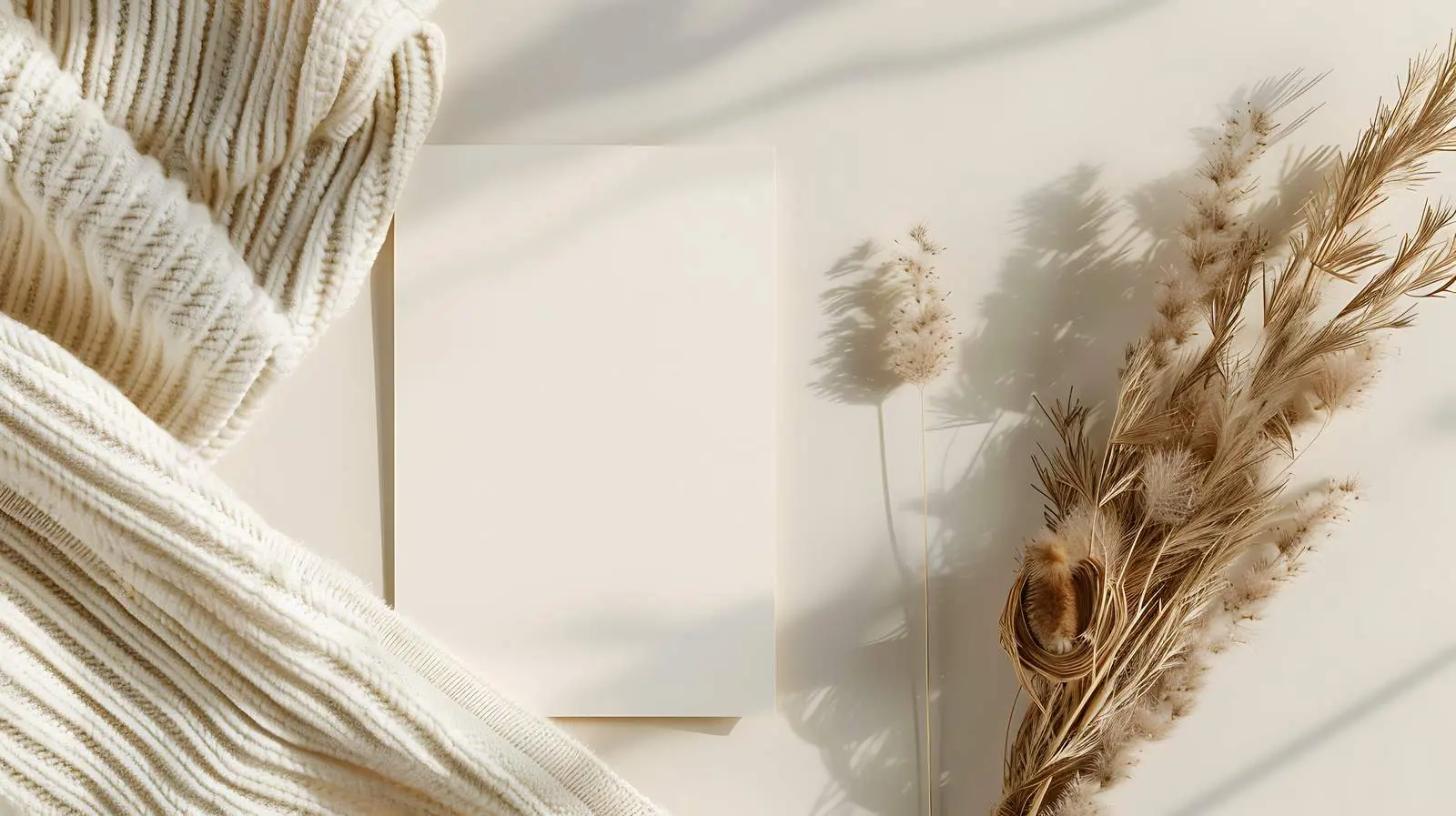 Elegant Blank Paper Card with Dried Grass – free seasonal theme image from Dotvec