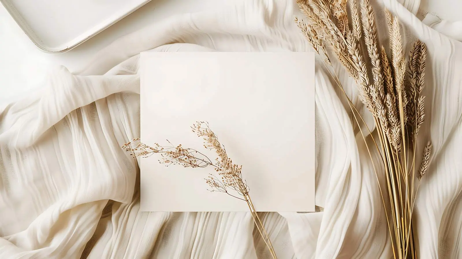 Elegant Blank Paper Card with Dried Grass — free download from Dotvec