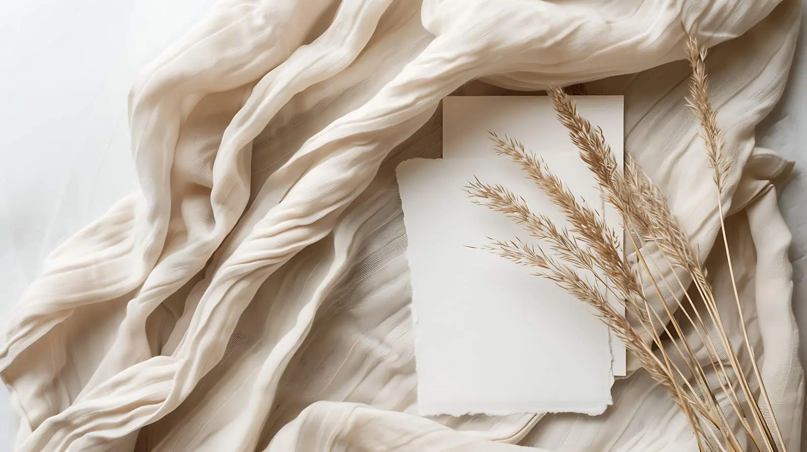 Blank Paper Cards with Dried Pampas Grass – free image placeholder image from Dotvec