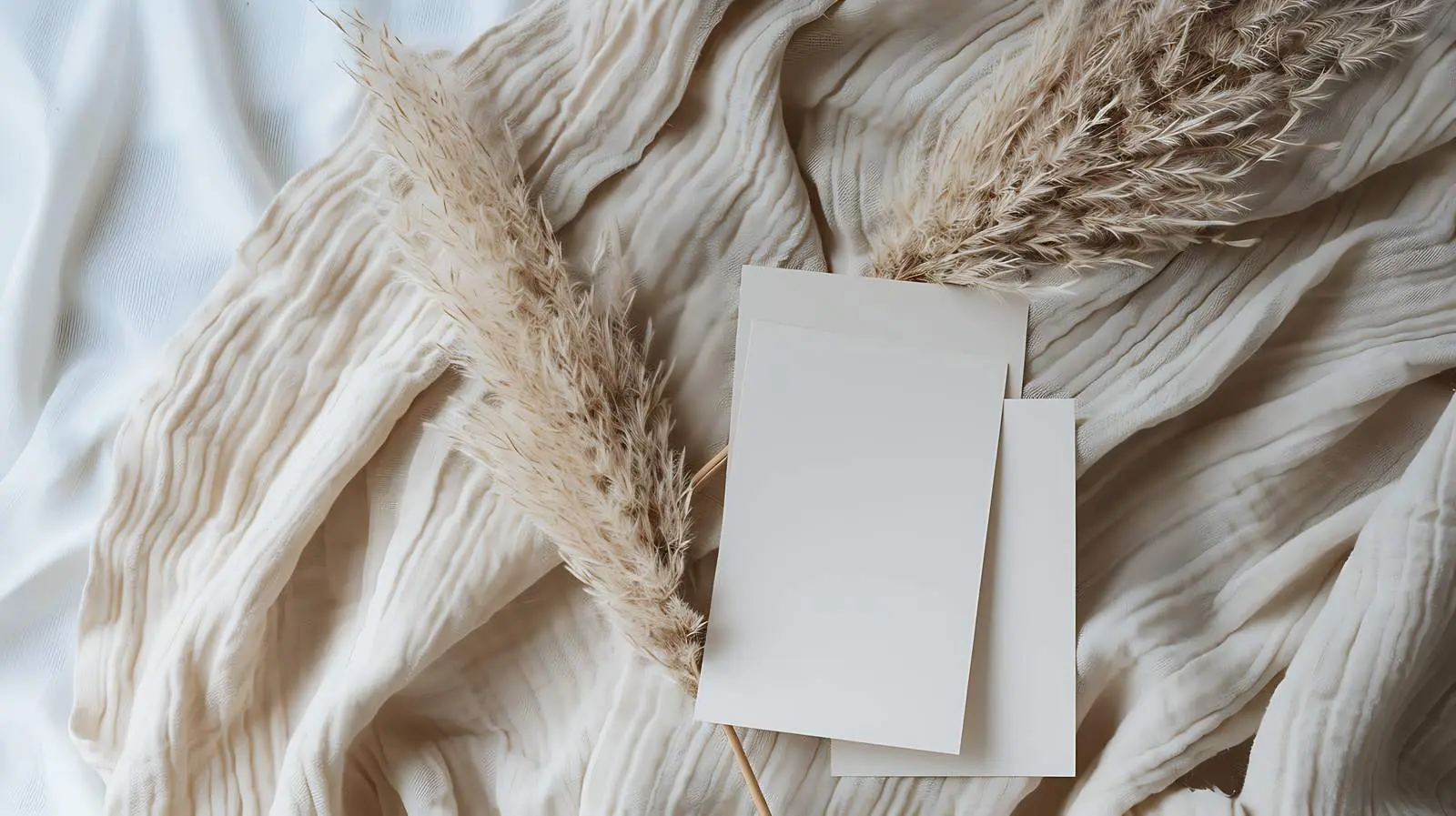 Blank Paper Cards with Dried Pampas Grass – free dried pampas grass image from Dotvec