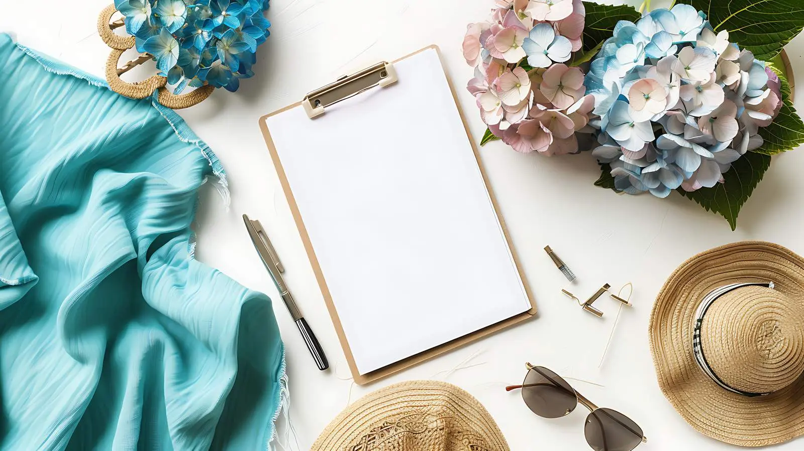 Colorful Pastel Clipboard on Turquoise Blanket — free download from Dotvec