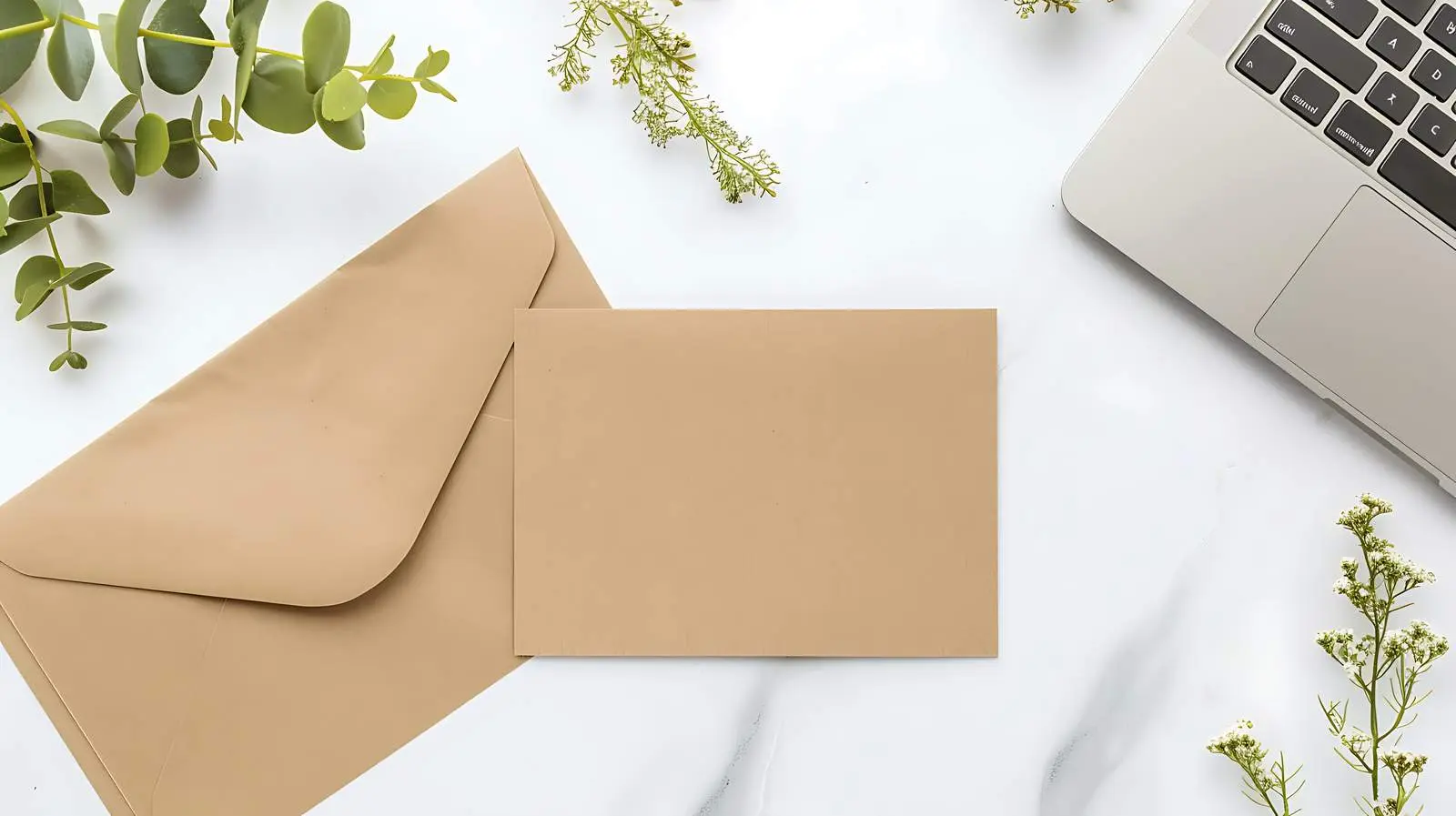 Blank Invitation Card with Laptop on Desk – free email image from Dotvec