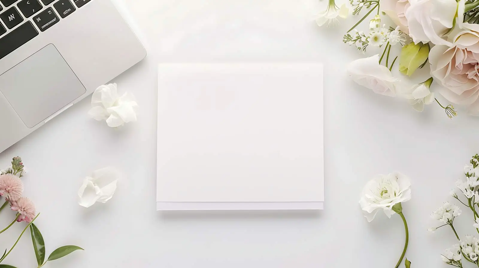Blank Invitation Card and Laptop Flat Lay — free download from Dotvec