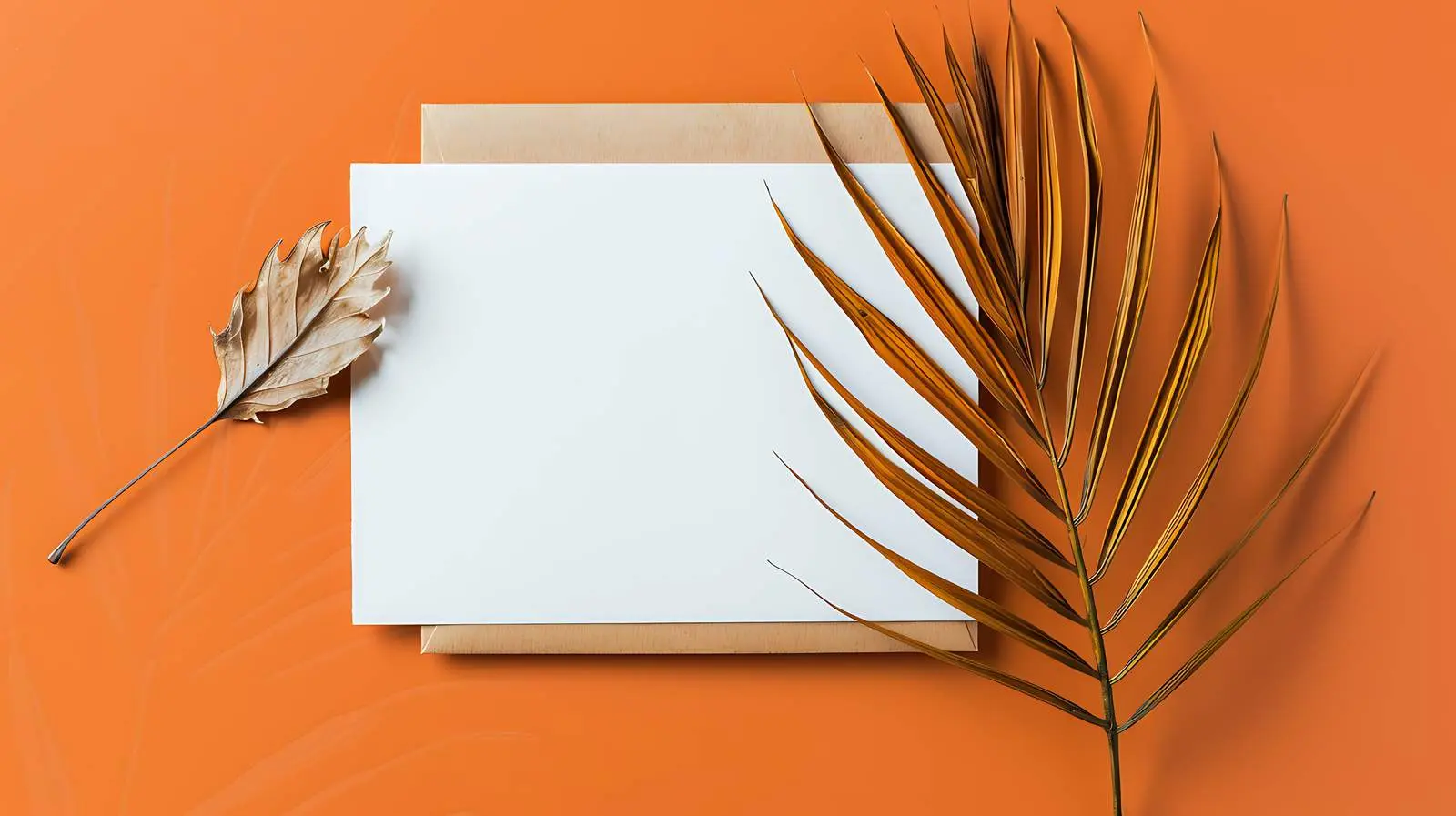 Blank Invitation Card with Tropical Dried Leaves – free stylish card image from Dotvec