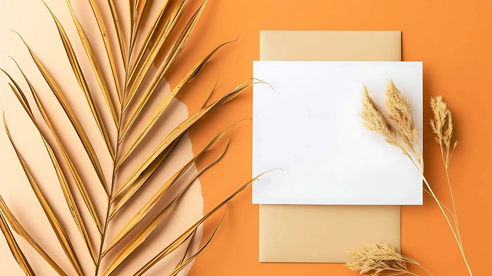 Dried Tropical Invitation Card with Blank Space – free tropical design image from Dotvec