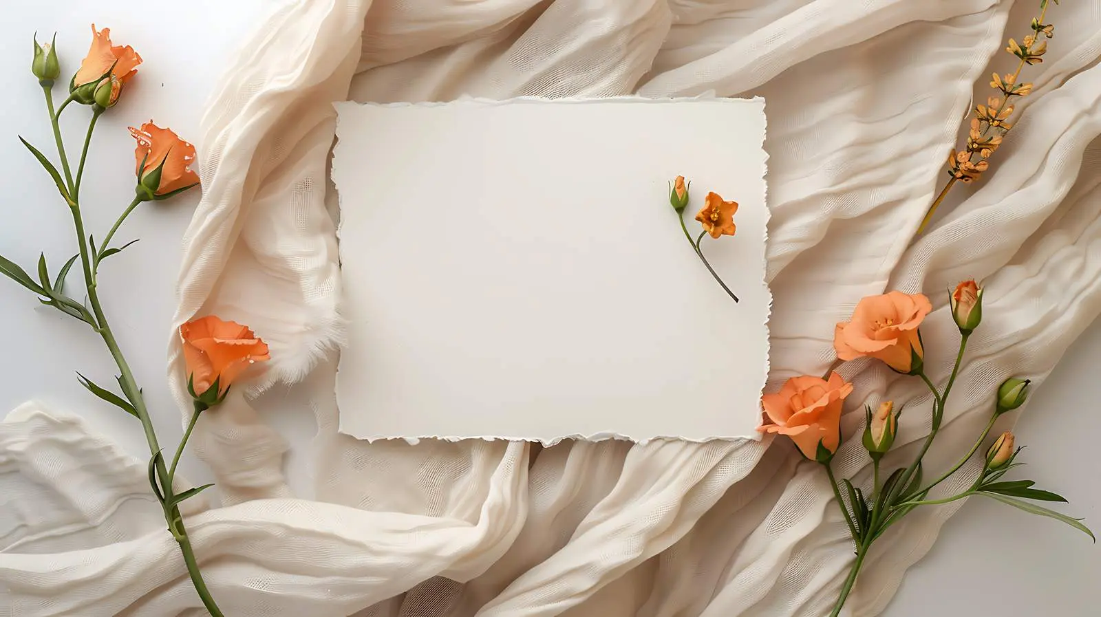 Blank Invitation Card with Orange Flower Bud — free download from Dotvec