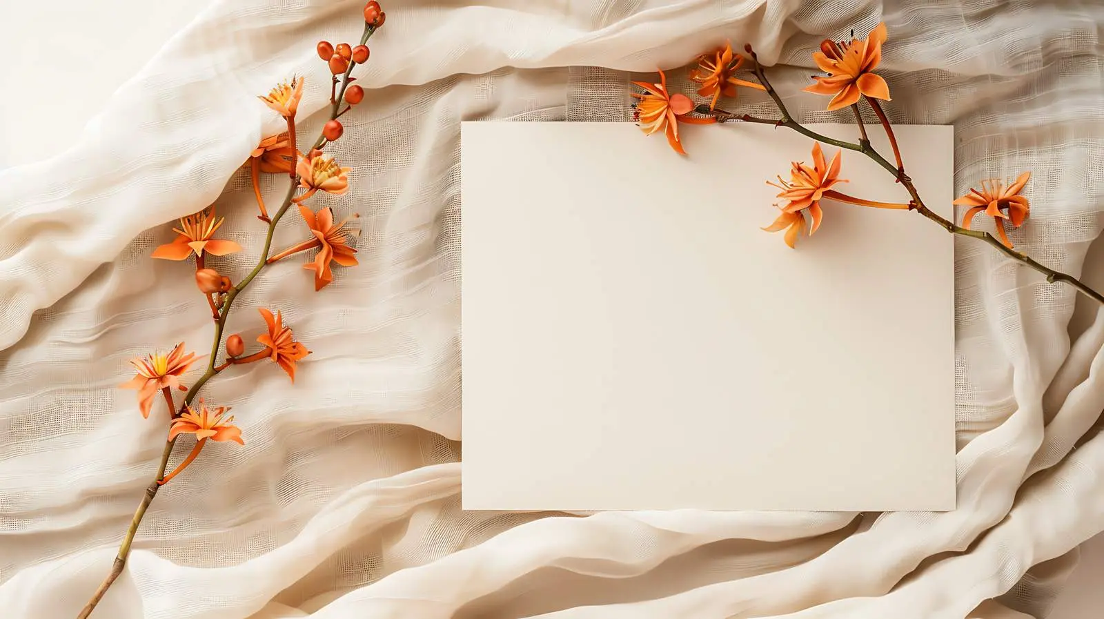 Blank Invitation Card with Orange Flower Accent — free download from Dotvec