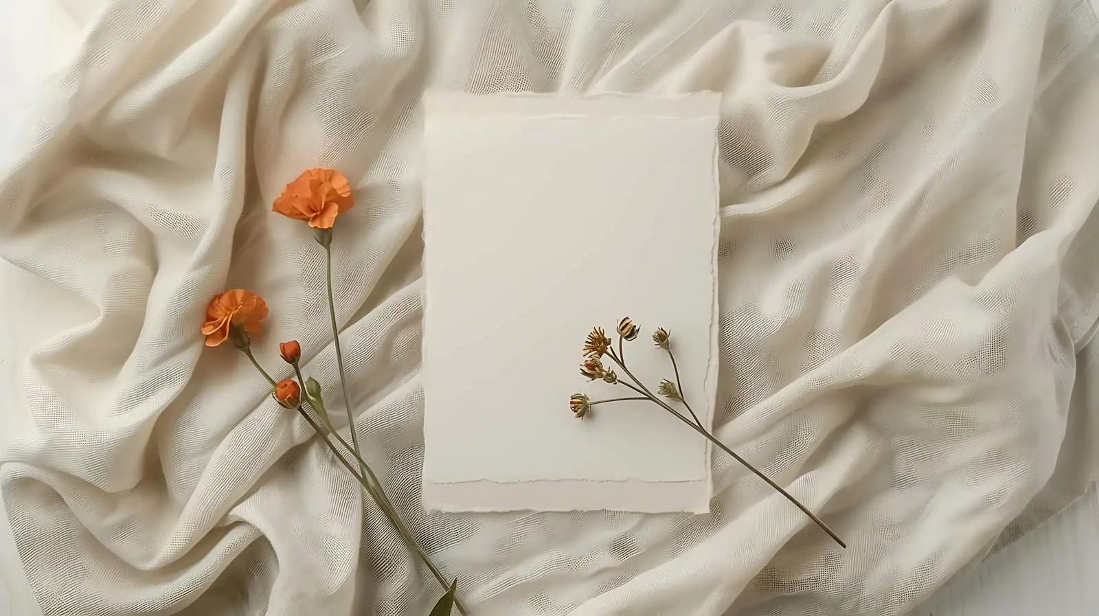 Orange Flower Bud Invitation Card with Blank Space — free download from Dotvec