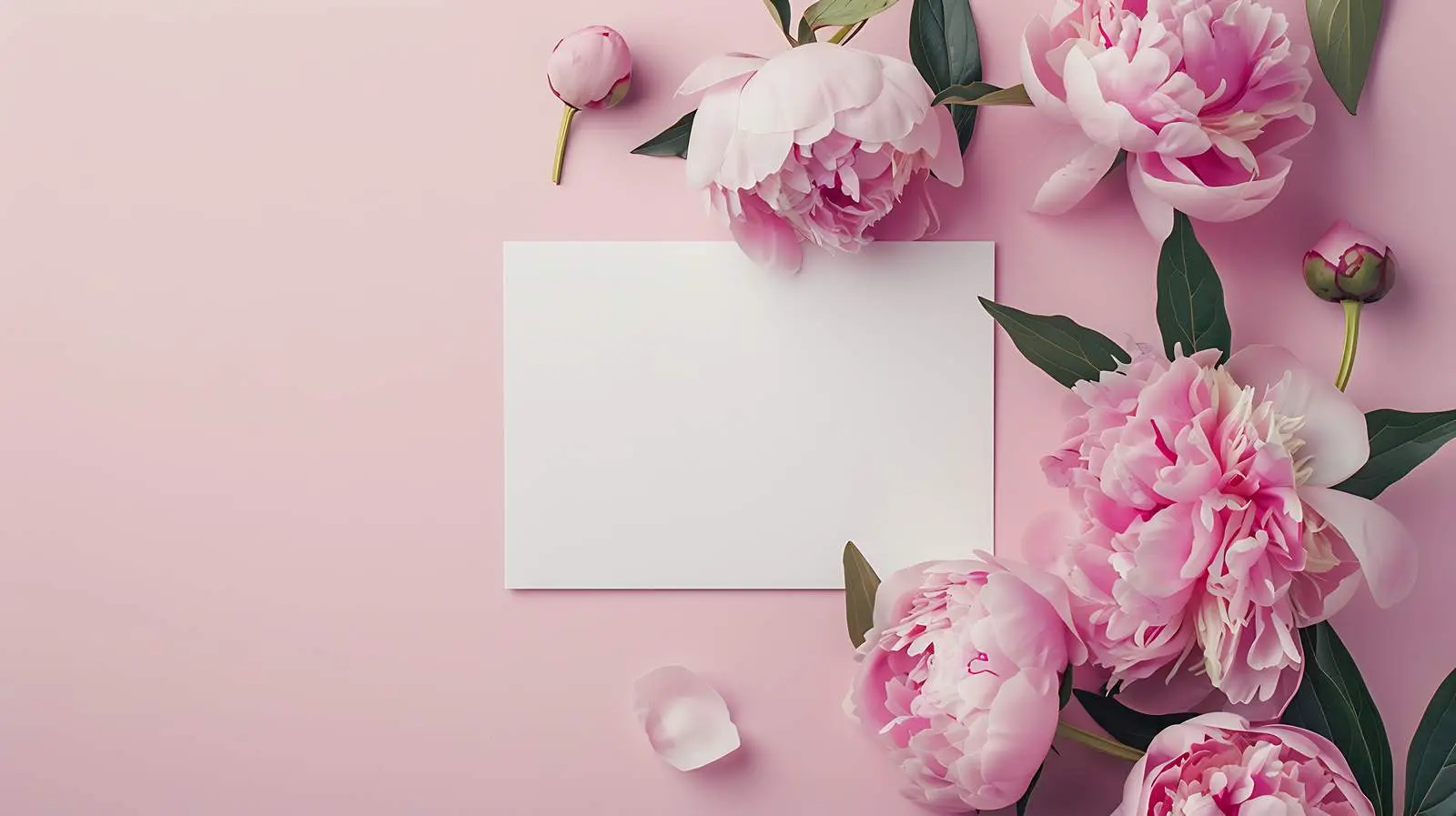 Elegant Blank Invitation Card with Pink Peony – free stylish card image from Dotvec