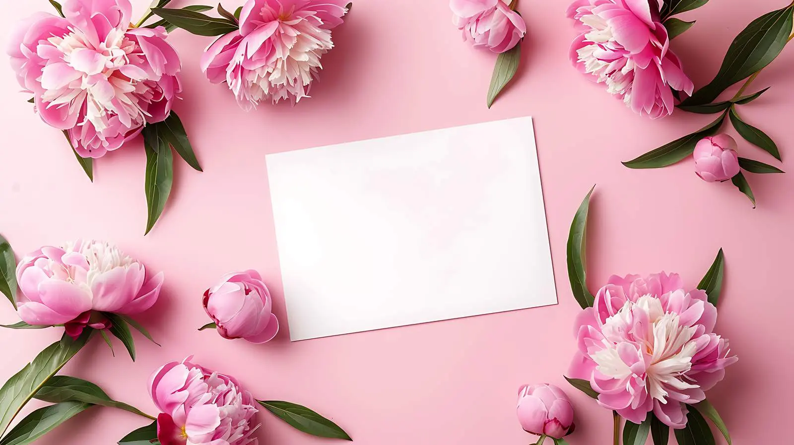 Blank Invitation Card with Pink Peony Flower — free download from Dotvec