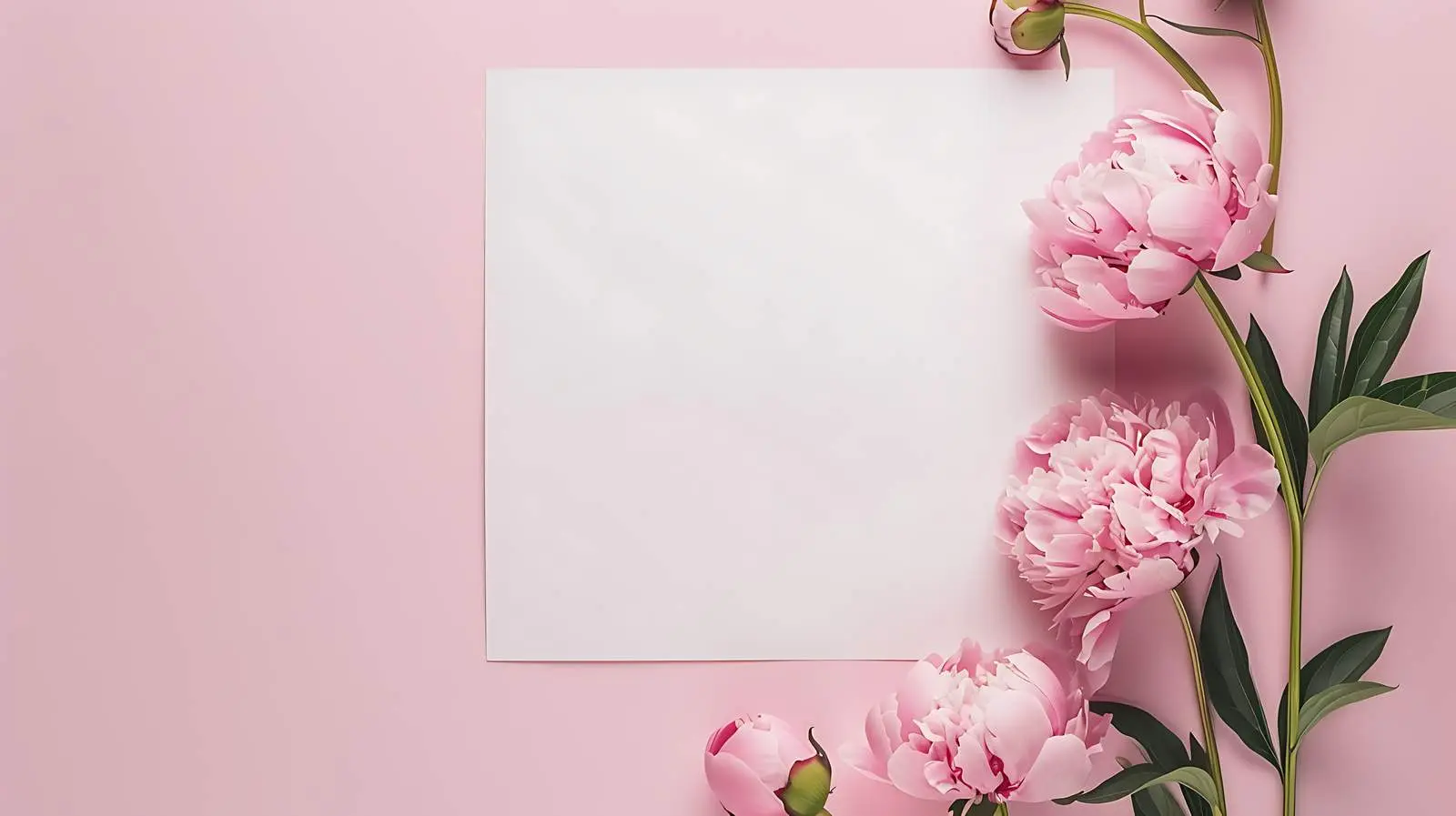 Pink Peony Bouquet Blank Invitation Card – free peony flowers image from Dotvec