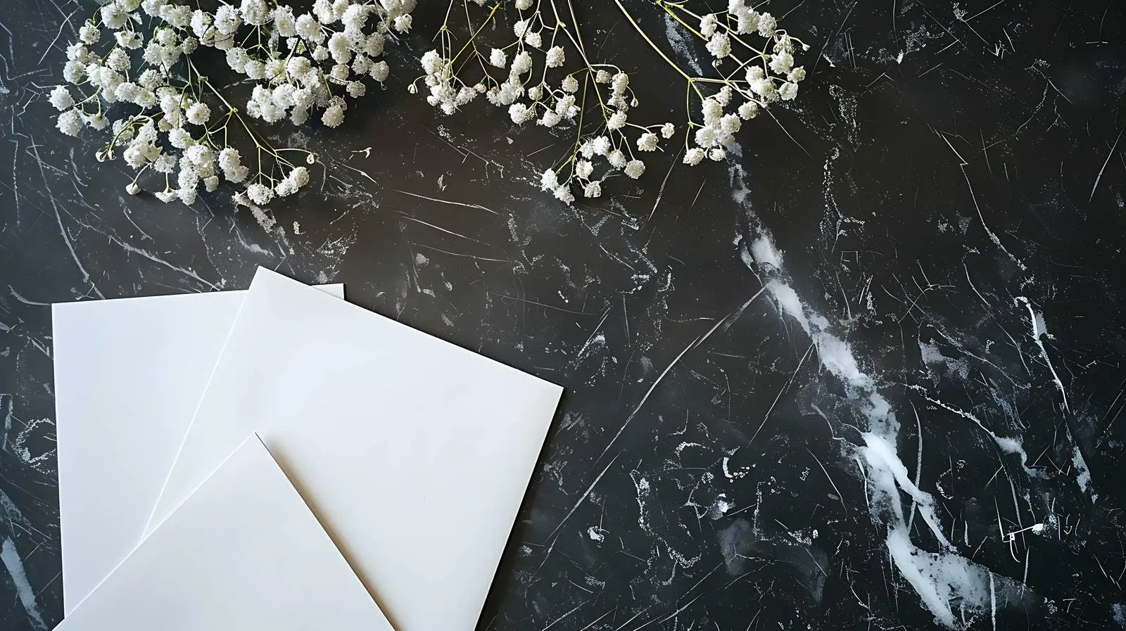 Blank Paper Invitation Cards on Black Marble — free download from Dotvec