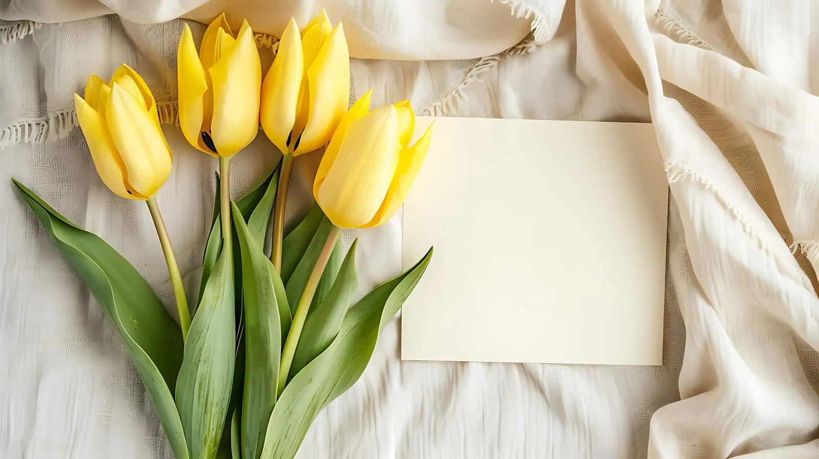 Blank Invitation Cards with Yellow Tulip — free download from Dotvec