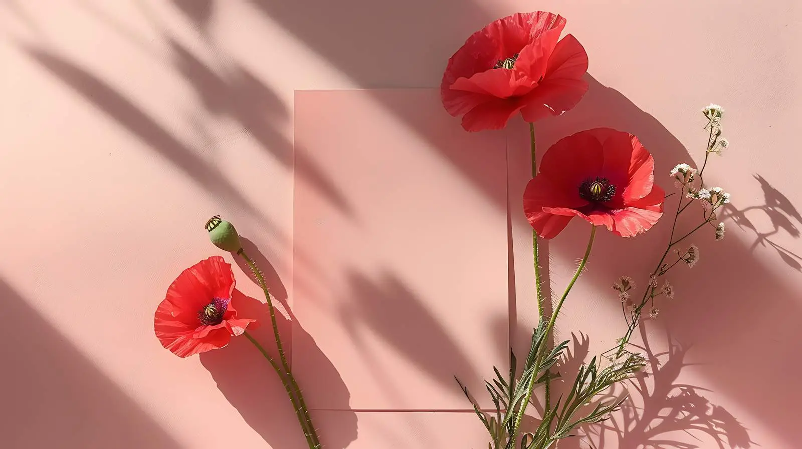 Blank Paper Card with Poppy Mockup — free download from Dotvec