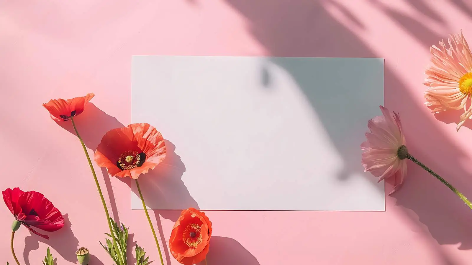 Blank Card Mockup with Poppy Flower — free download from Dotvec