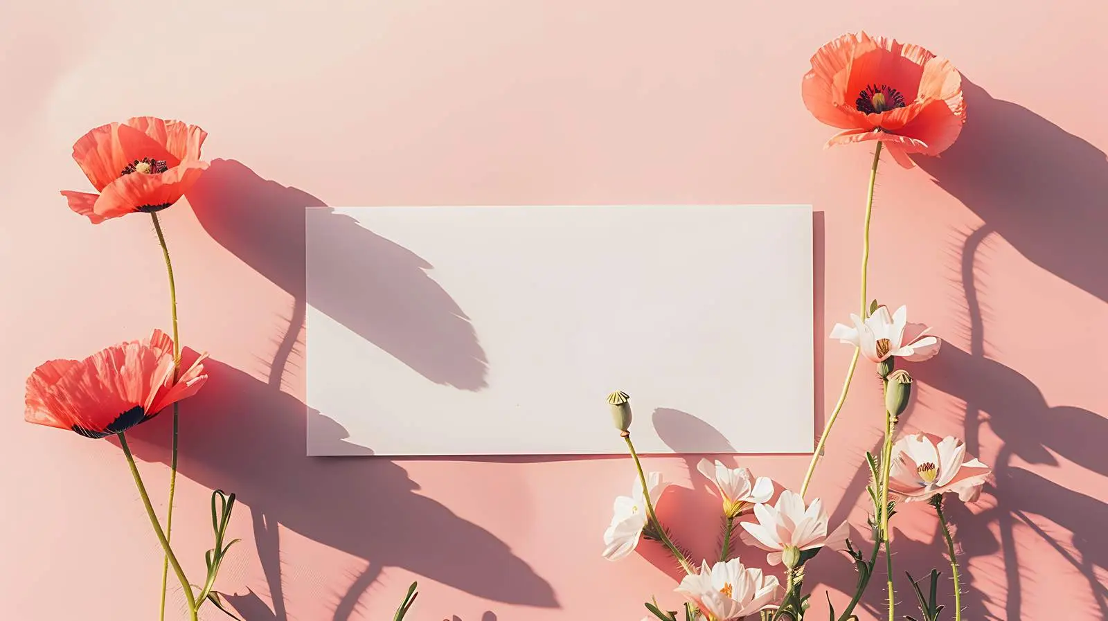 Blank Card with Poppy Mockup and Copy Space — free download from Dotvec