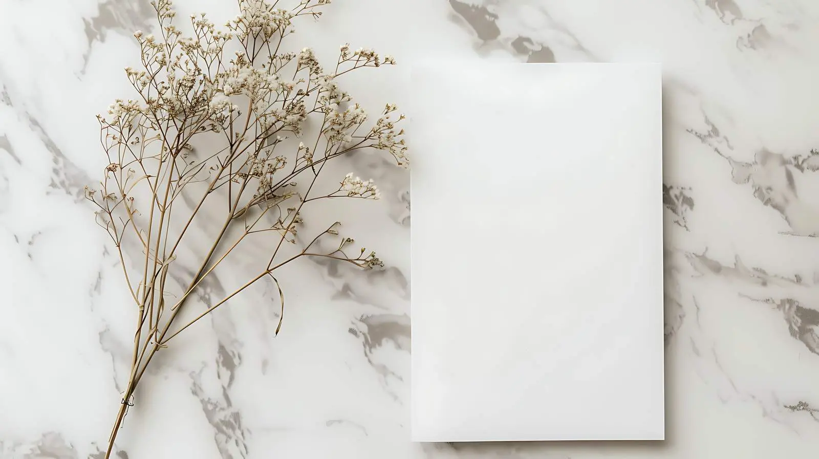 Blank Paper Sheet with Dried Flower Mockup — free download from Dotvec