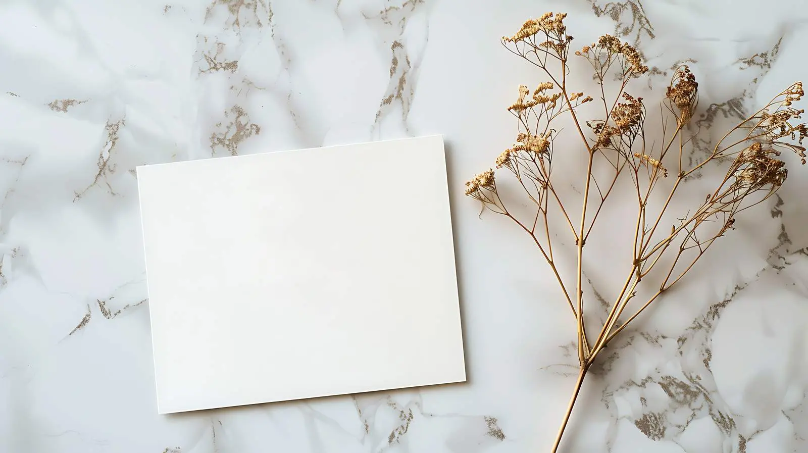 Blank Paper Card with Dried Flower Mockup — free download from Dotvec