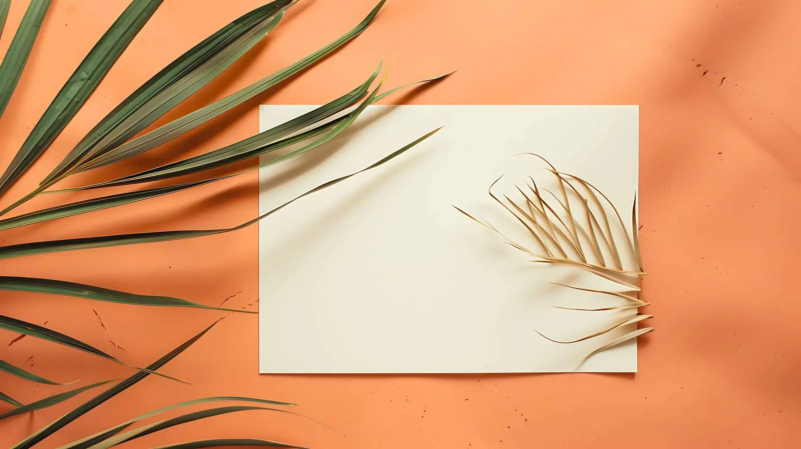 Blank Paper Sheet Card with Dried Palm Leaf — free download from Dotvec
