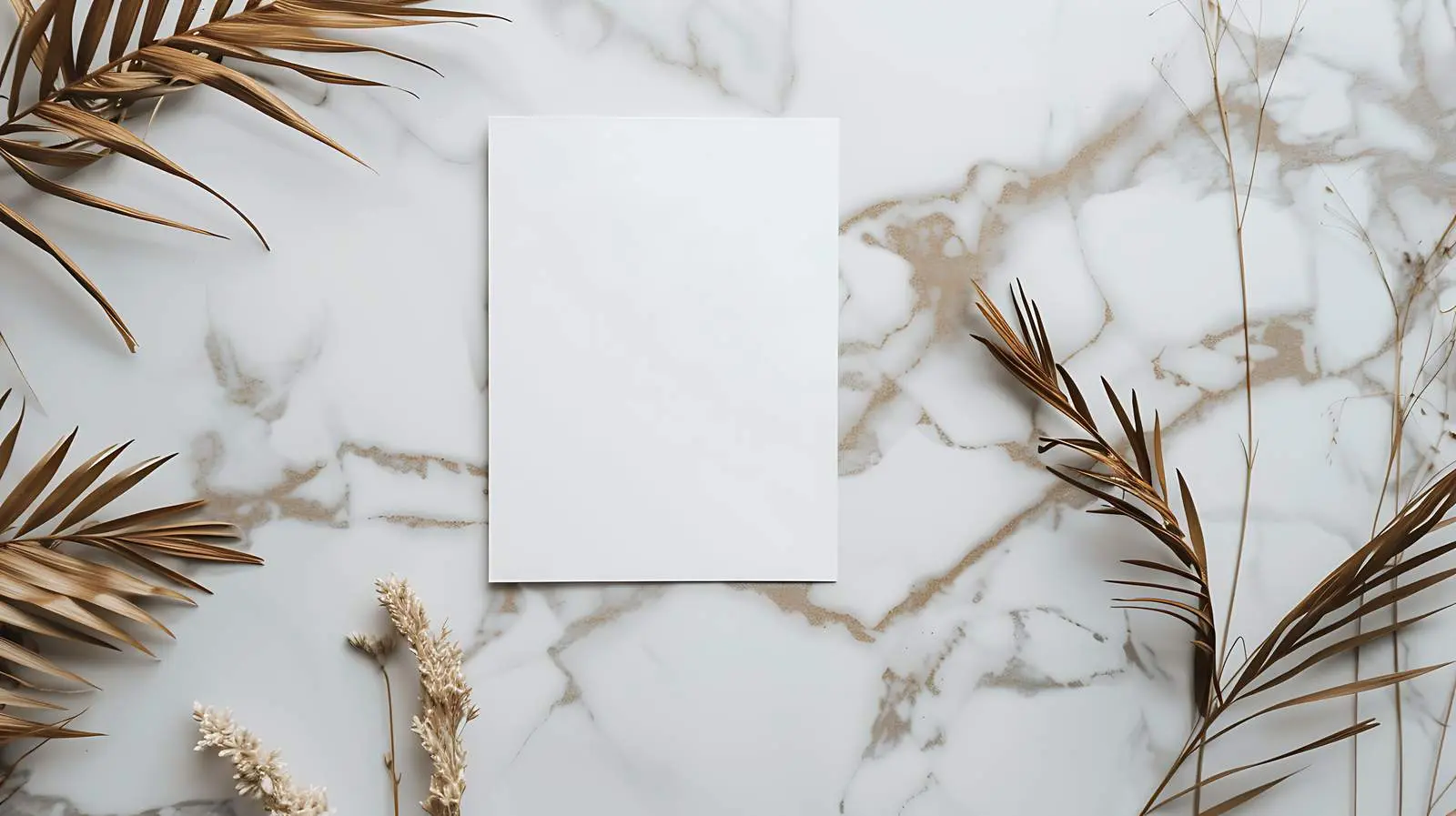 Blank Paper Sheet with Dry Palm Leaf Mockup — free download from Dotvec