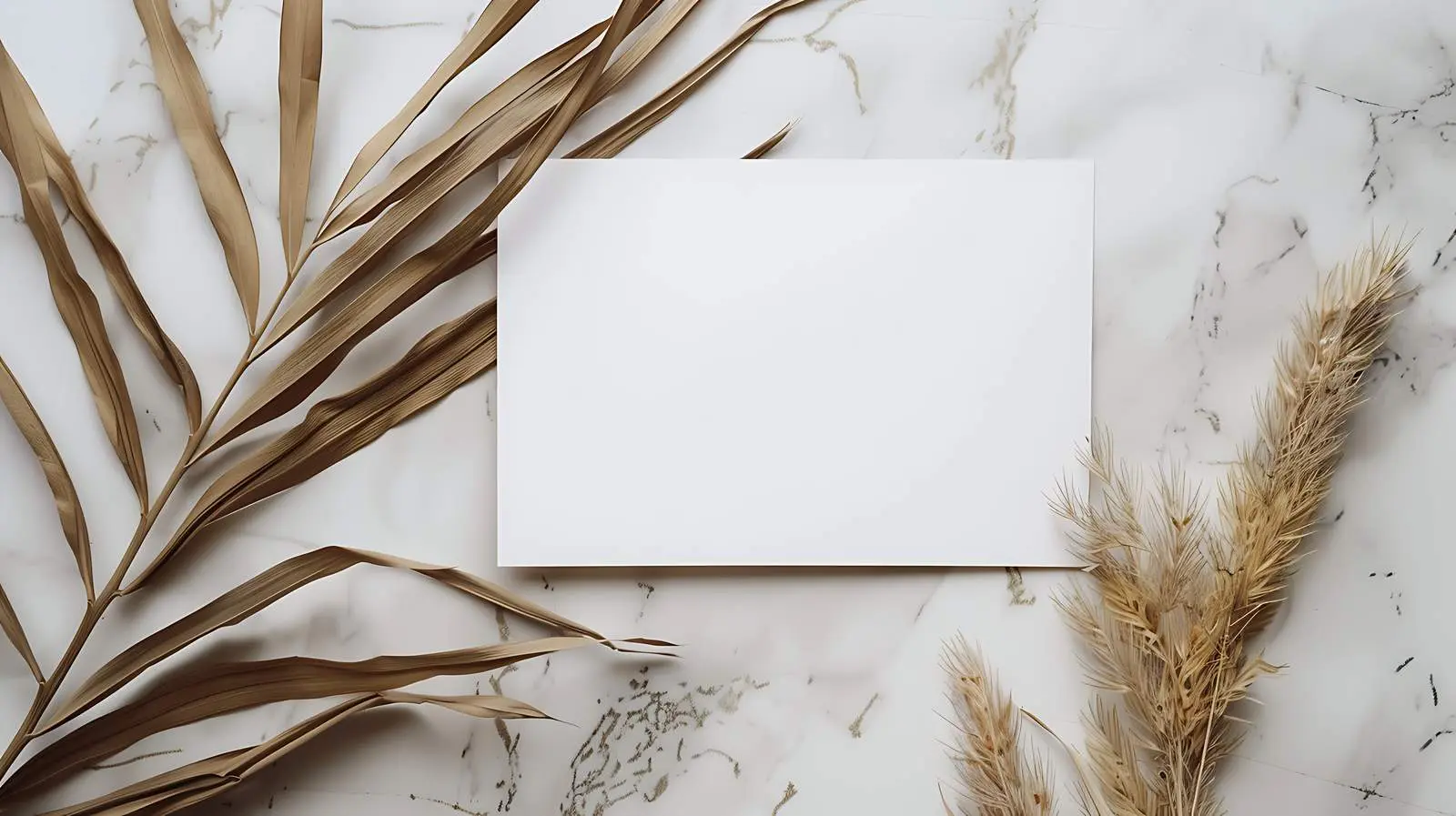 Blank Paper Card with Palm Leaf Mockup — free download from Dotvec