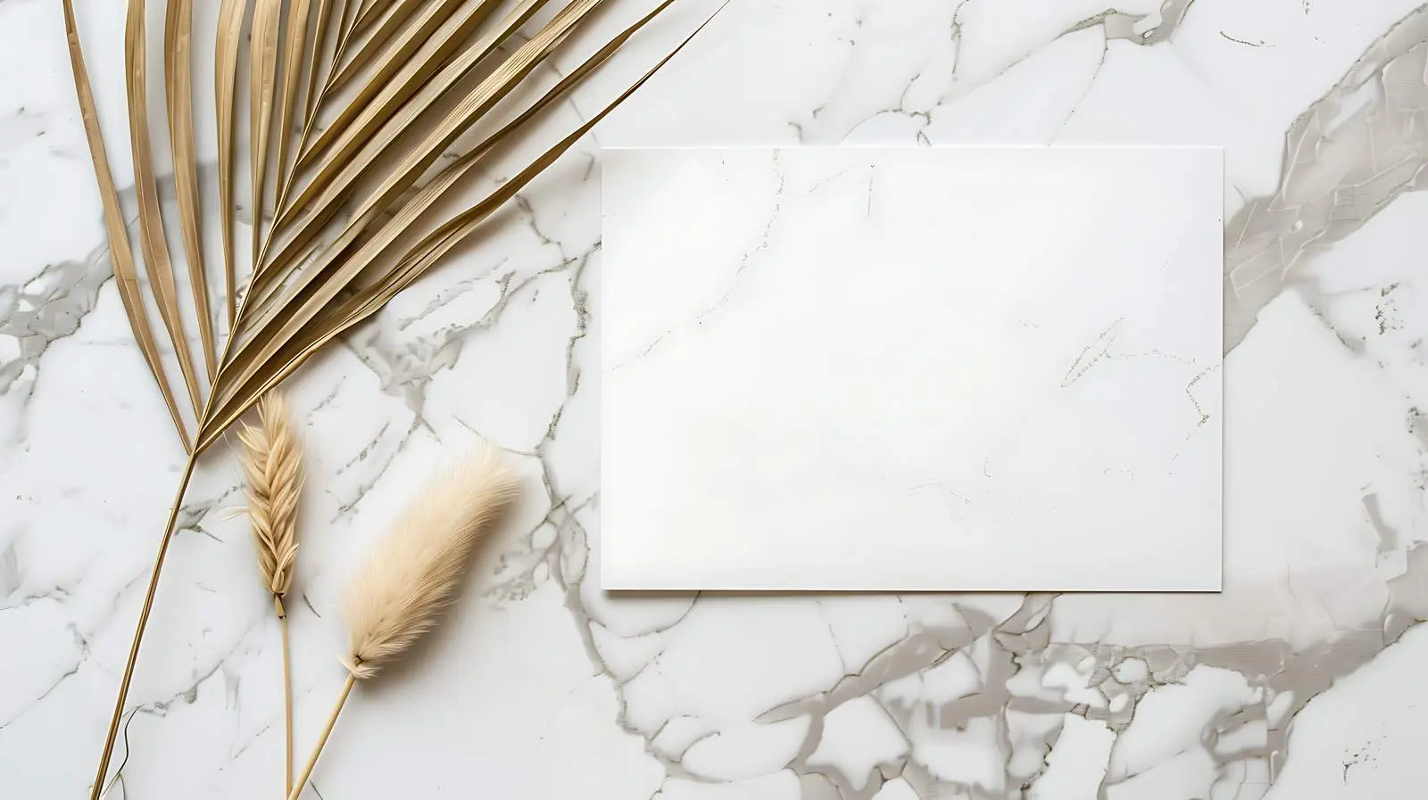 Blank Paper Card with Palm Leaf Mockup — free download from Dotvec