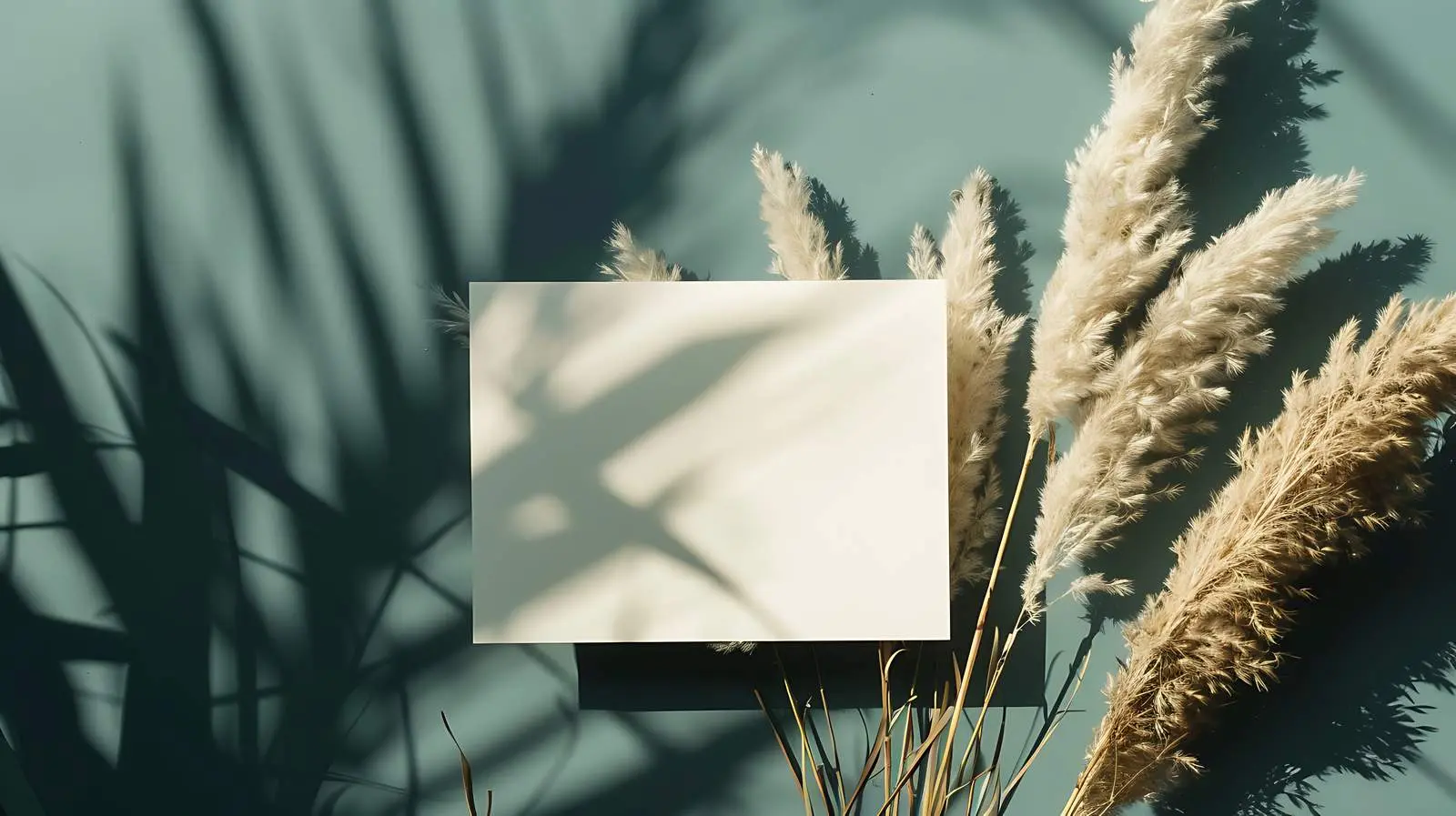 Blank Paper Card with Pampas Grass Mockup — free download from Dotvec