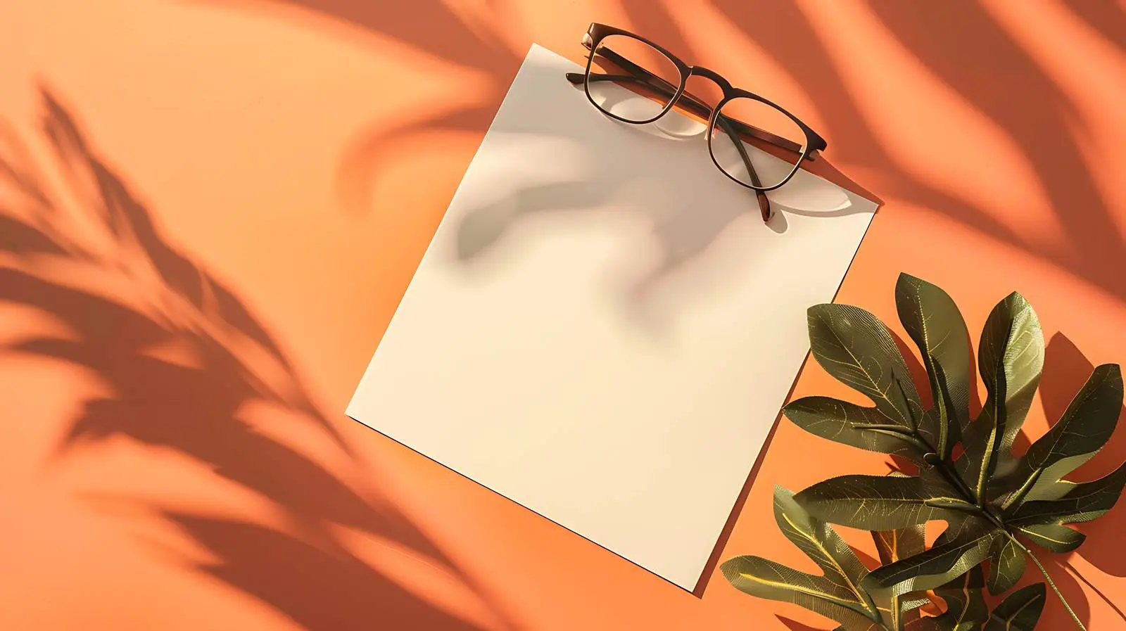 Blank Paper Card Mockup with Glasses – free branding mockup image from Dotvec