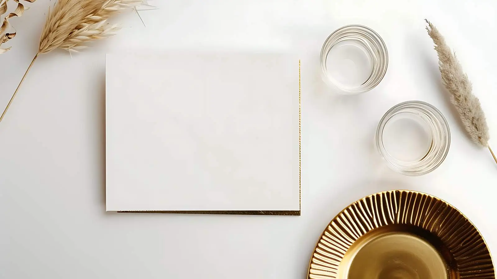 Blank Paper Sheet Card with Gold Plate Mockup — free download from Dotvec
