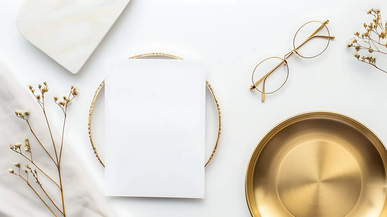 Blank Card with Gold Plate Mockup – free customizable design image from Dotvec