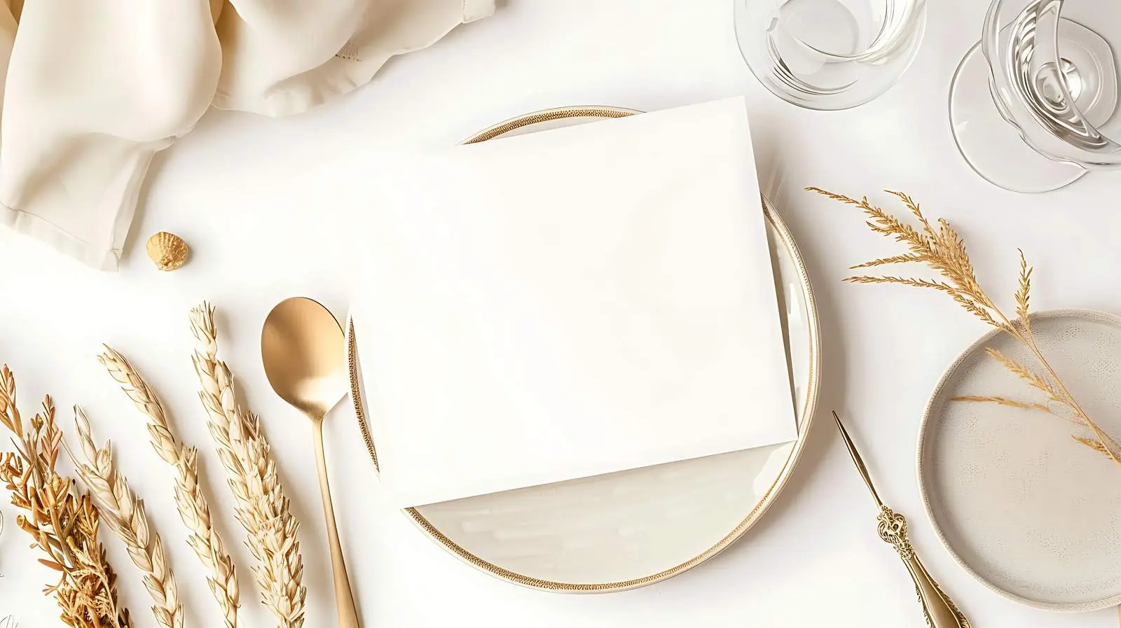 Blank Card Mockup with Gold Plate Design — free download from Dotvec