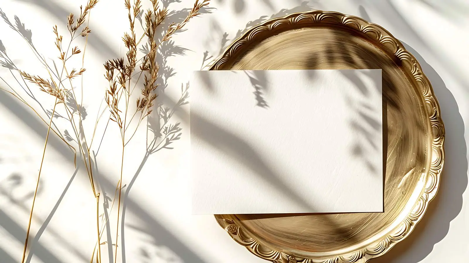 Blank Paper Sheet on Gold Plate Mockup — free download from Dotvec