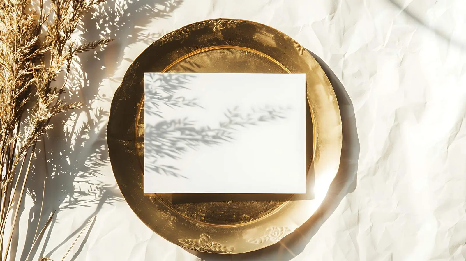 Blank Paper Card on Gold Plate Mockup — free download from Dotvec