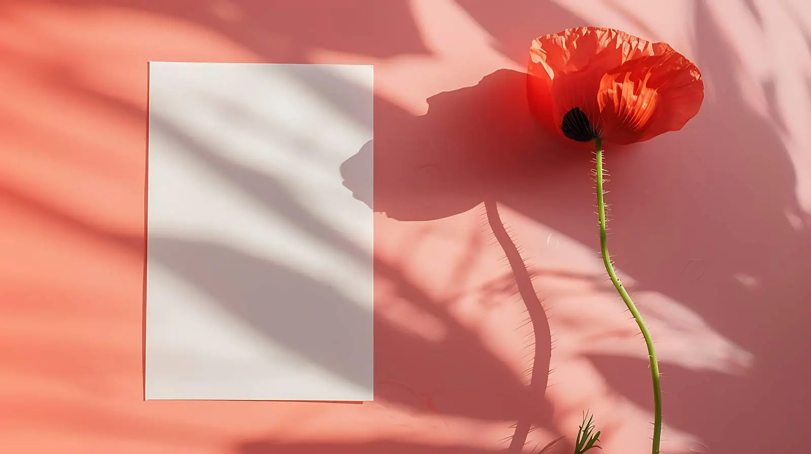 Blank Card with Poppy Flower Mockup — free download from Dotvec