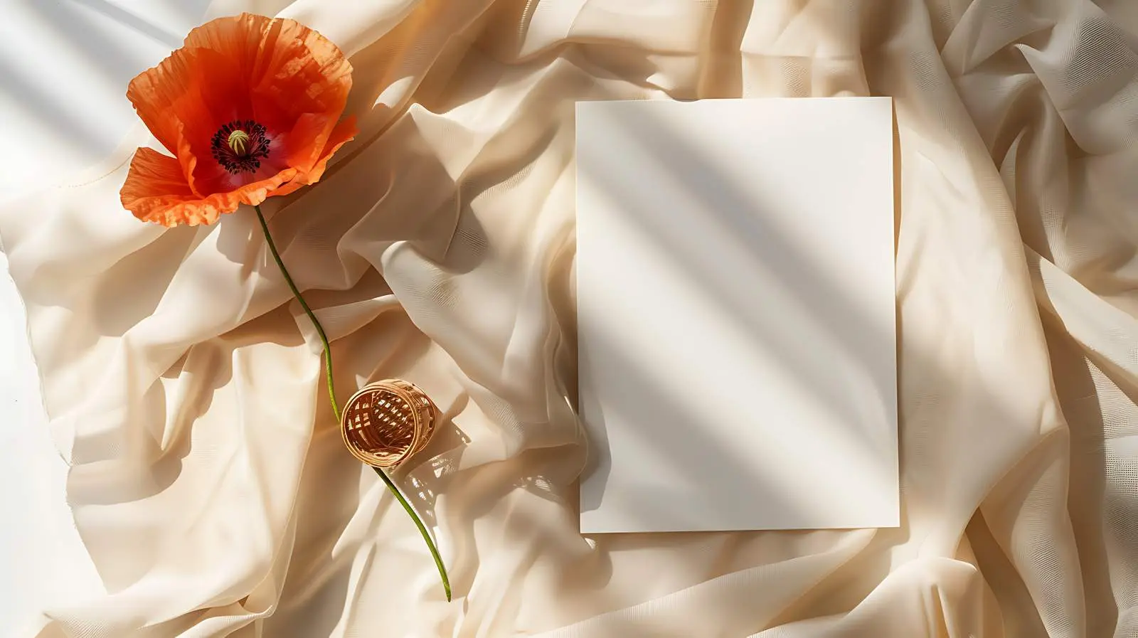 Blank Paper Sheet Card with Rattan Casket — free download from Dotvec