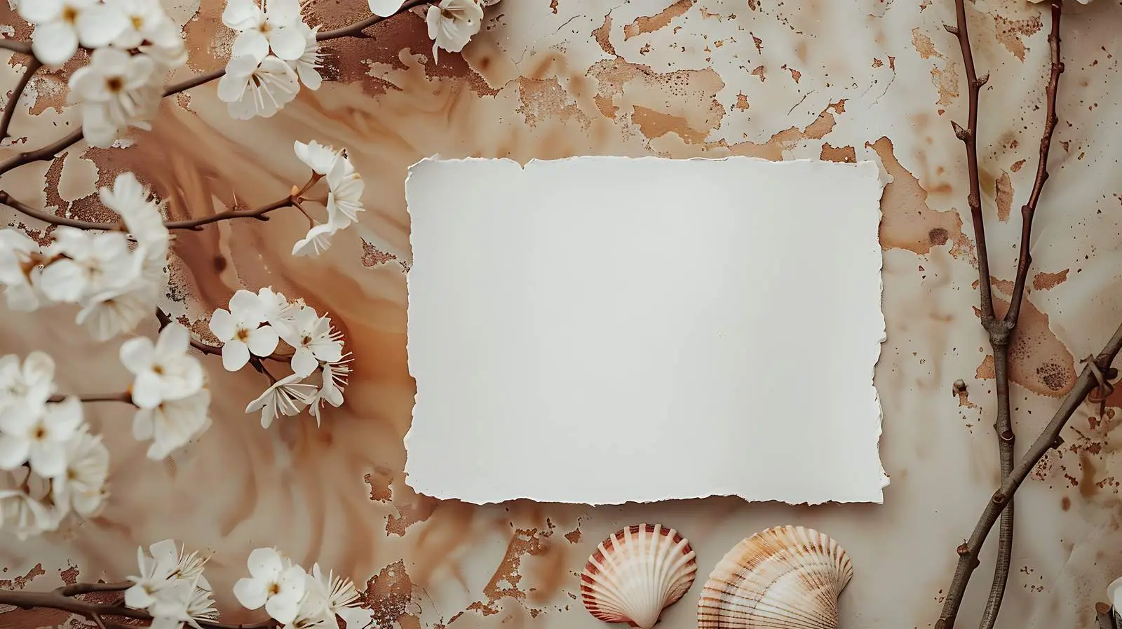 Blank Card with Seashell Mockup for Display – free float image from Dotvec